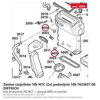Zestaw czujników 10k NTC (2x) podwójnie 10k 7623837 DE DIETRICH