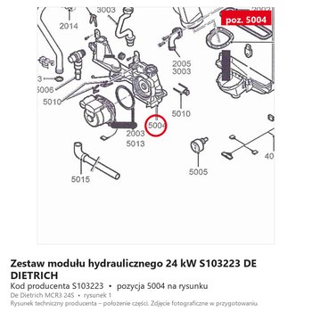 Zestaw modułu hydraulicznego 24 kW S103223 DE DIETRICH
