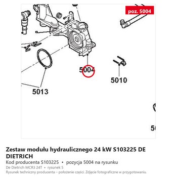 Zestaw modułu hydraulicznego 24 kW S103225 DE DIETRICH