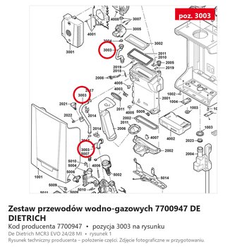 Zestaw przewodów wodno-gazowych 7700947 DE DIETRICH
